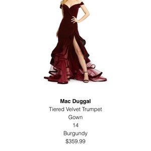 Luxurious velvet off the shoulder gown size 14